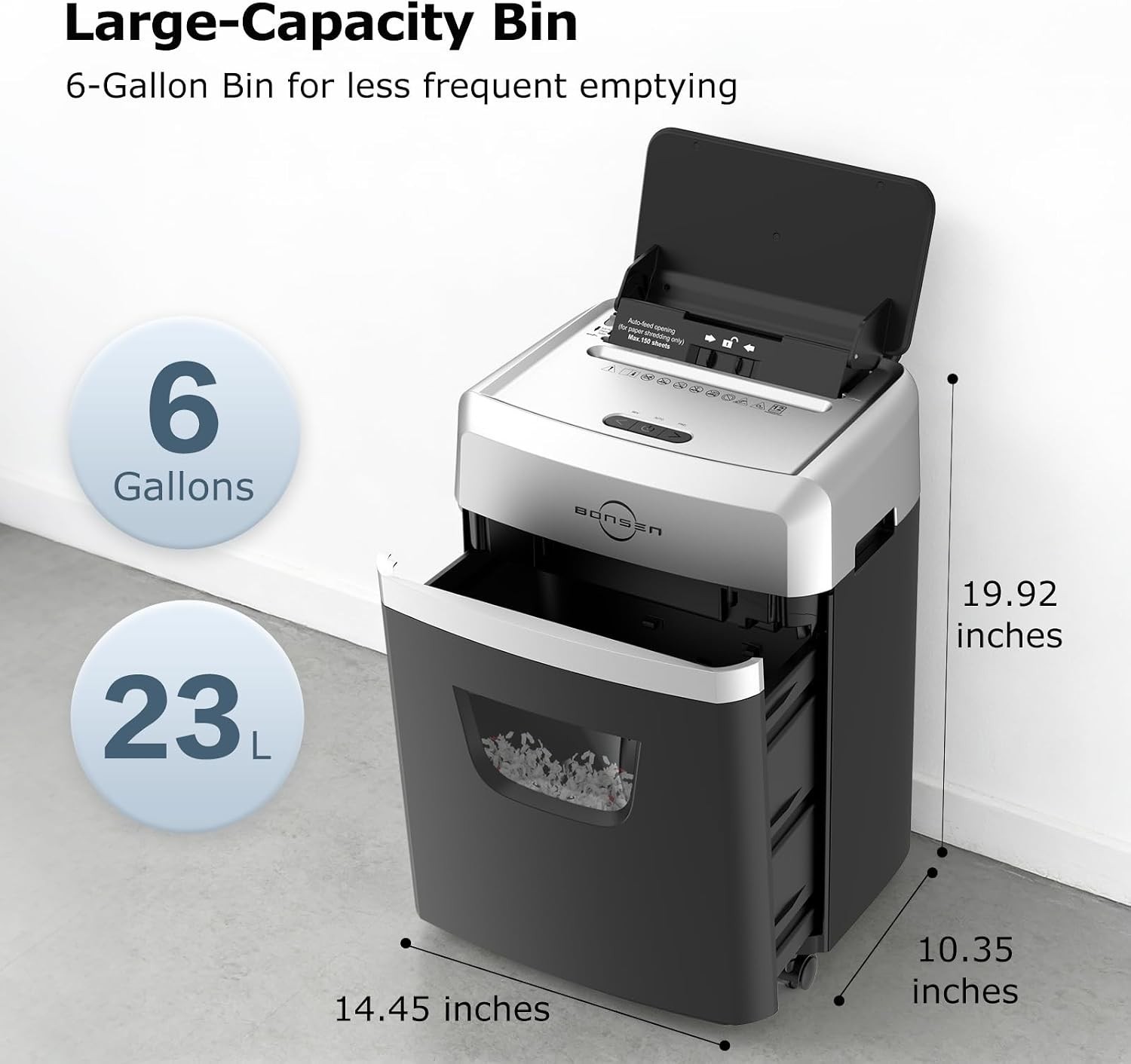 150-Sheet Autofeed Paper Shredder Heavy Duty, 60 Mins Micro-Cut Shredder for …