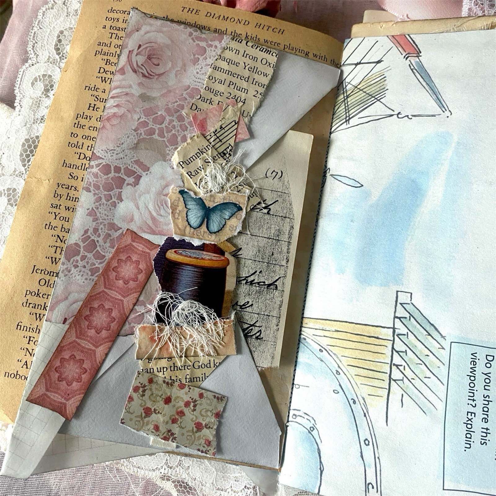 Handmade Shabby Chic Layered Junk Journal – Romantic Floral Scrapbook Diary Book