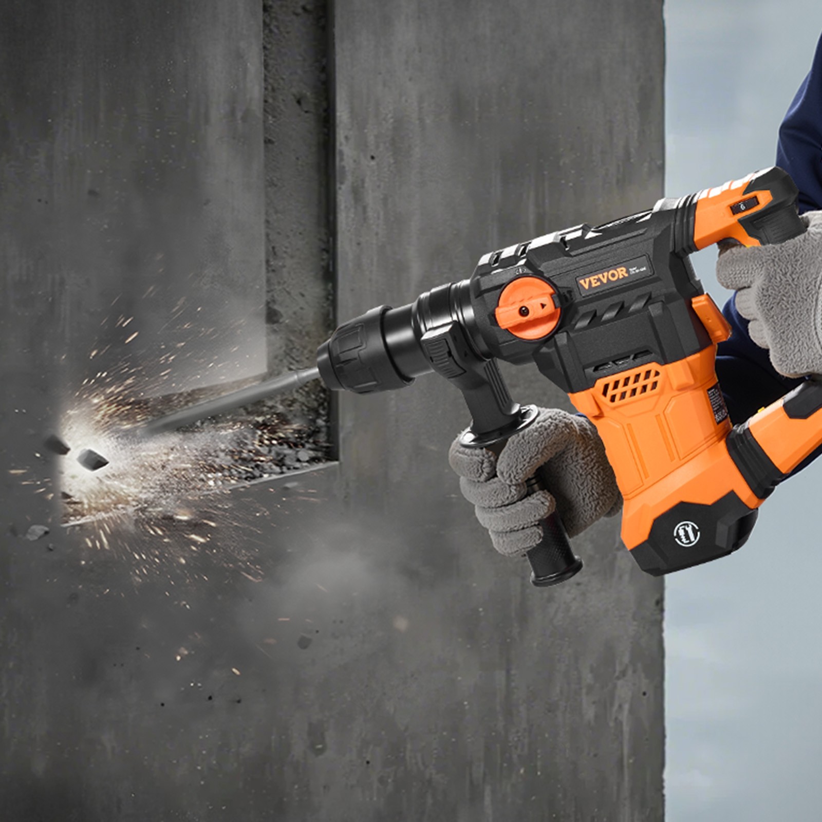 VEVOR Rotary Hammer Drill Corded Drills 1-1/4″ 4 Modes SDS-Plus Chipping Hammers