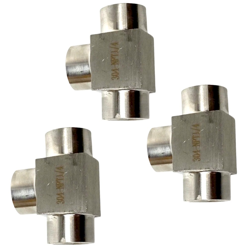 3Pcs 1/4″ Tee T 3 way Female 304 SS Threaded Connector Pipe Fitting NPT USA