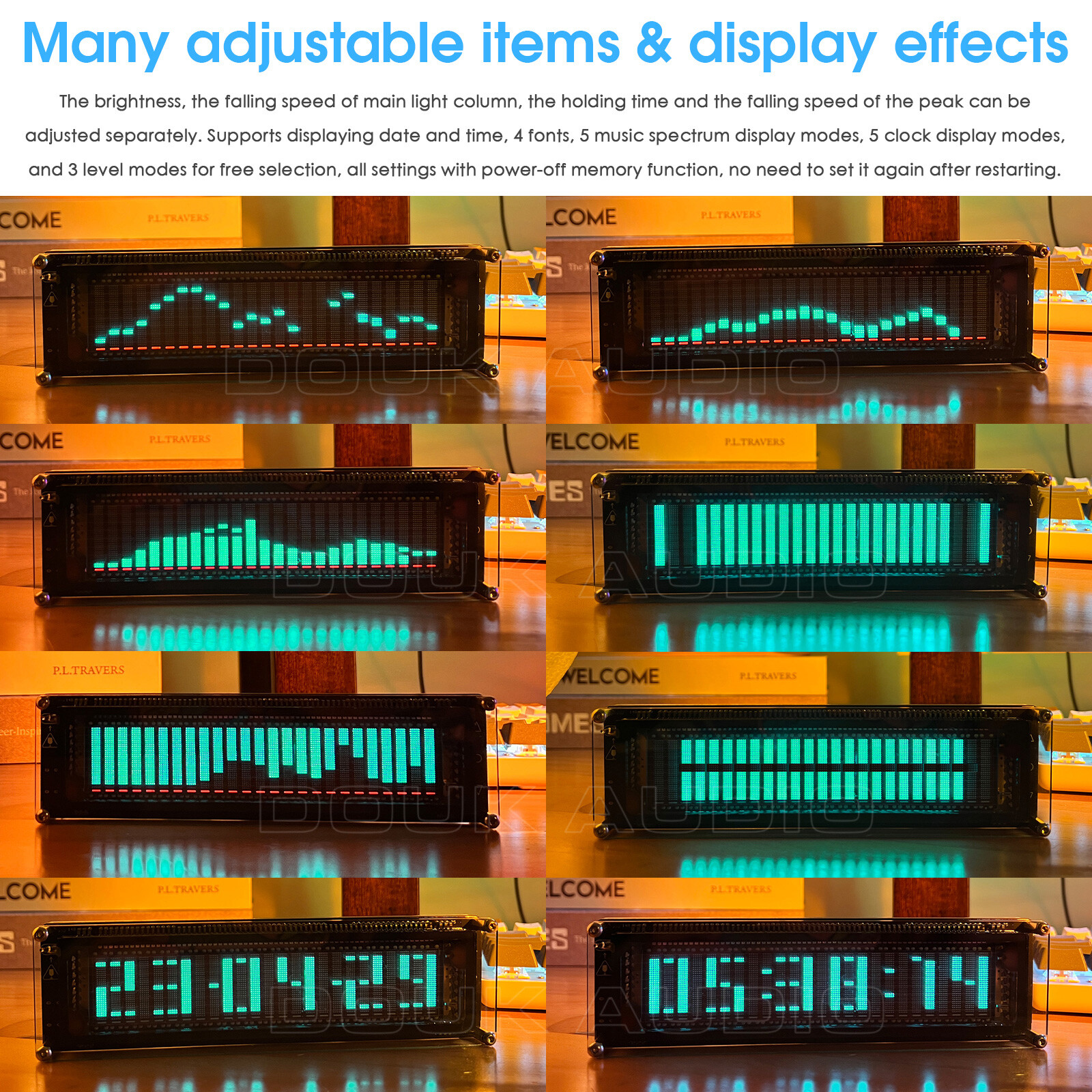 Bluetooth 5.0 Audio Spectrum MIC Pickup VFD Sound Level Meter Display w/ AGC