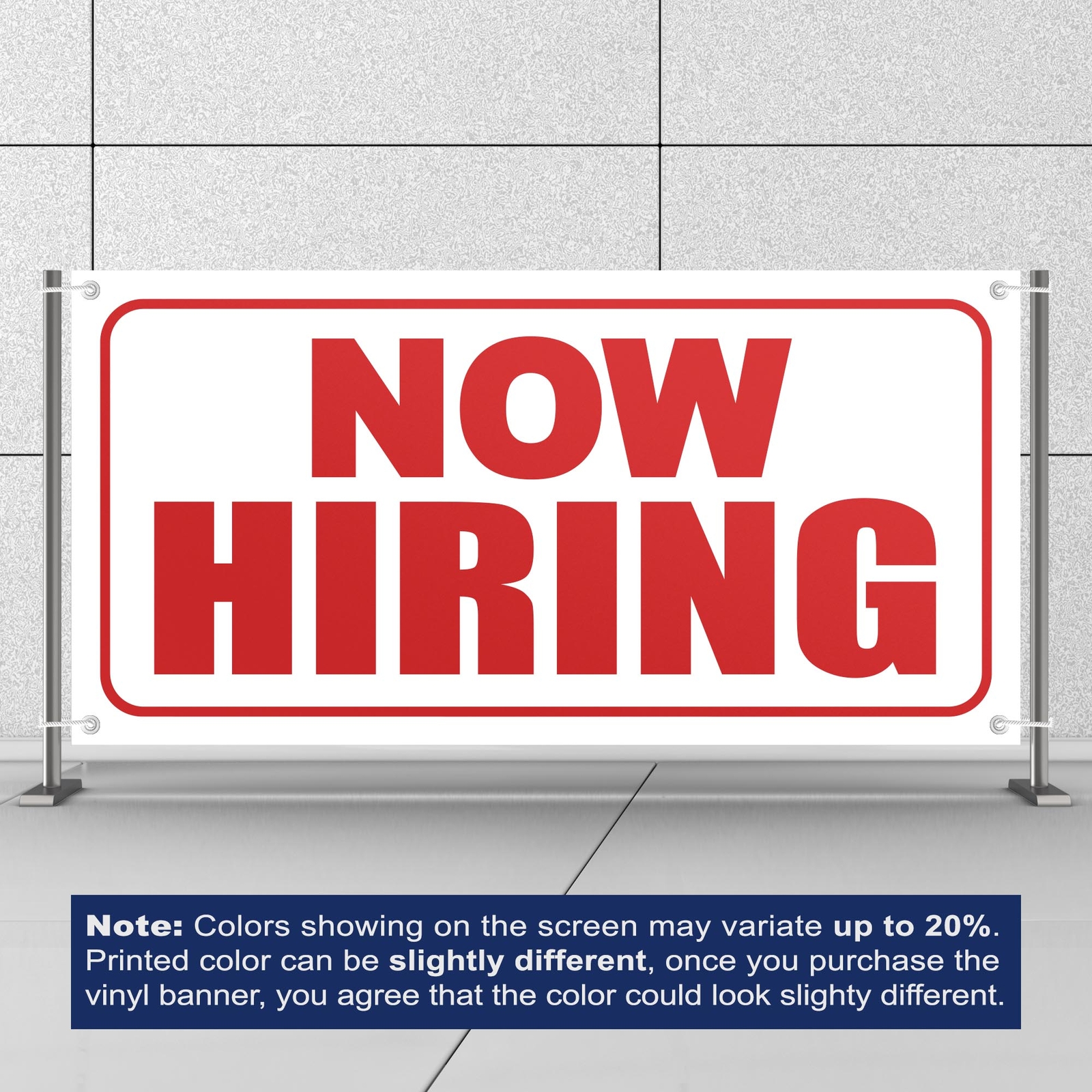 Now Hiring Vinyl Banner 13 oz Outdoor & Indoor Business Sign with Metal Grommets