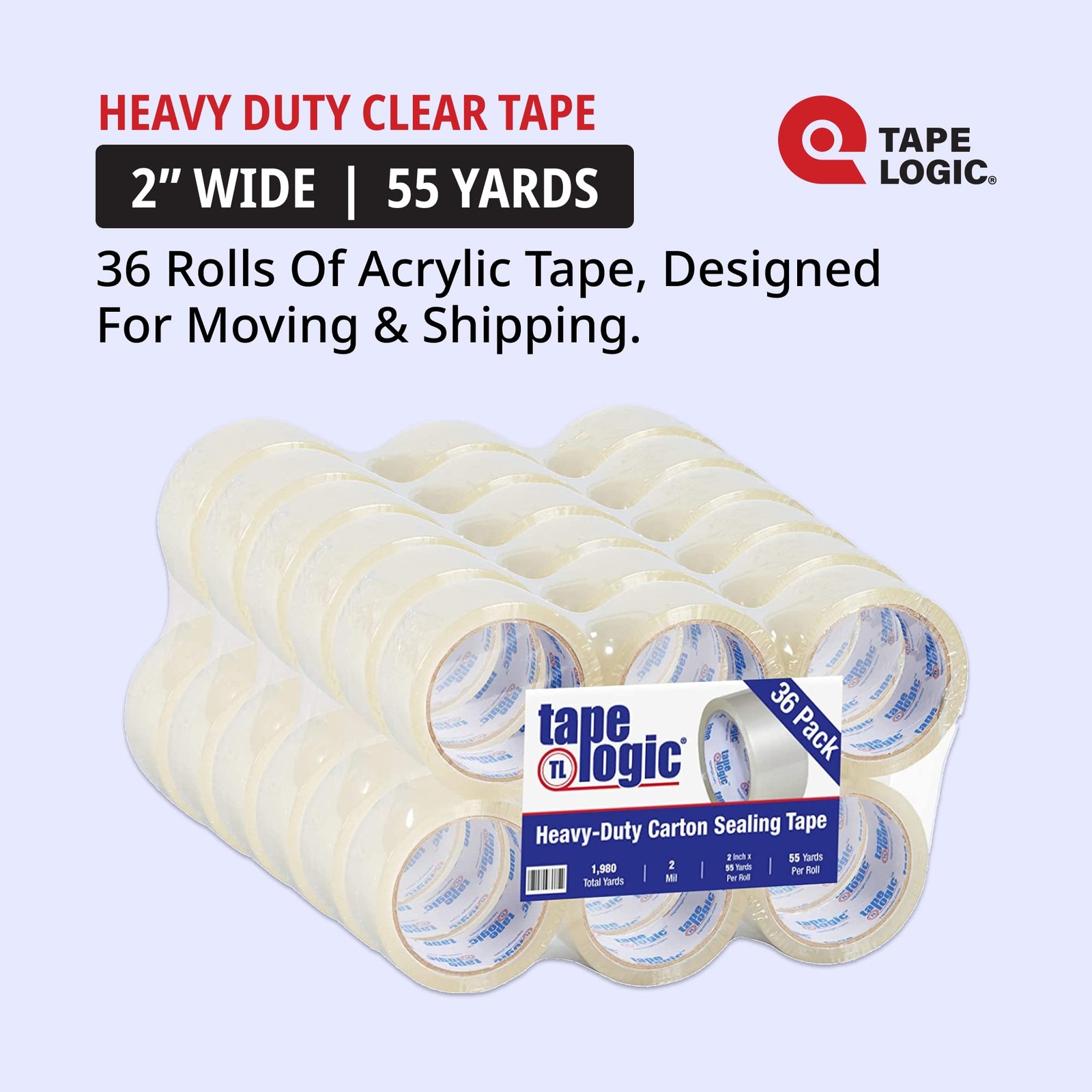 2″ x 55 yds Acrylic Packing Tape 2.0 Mil, Clear (36-Pack) Heavy Duty Packing …