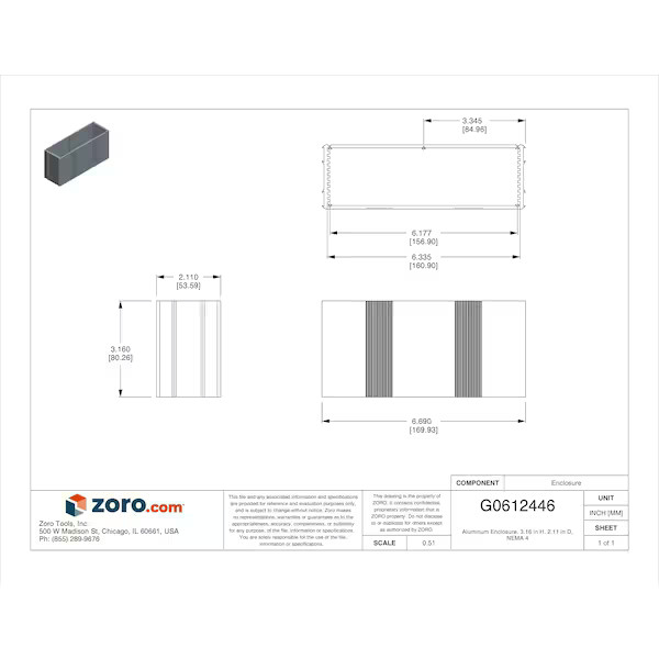 Box Enclosures Screws Electrical Enclosures, 3.16 in H, 2.11 in D, 6.69 in W, 4,