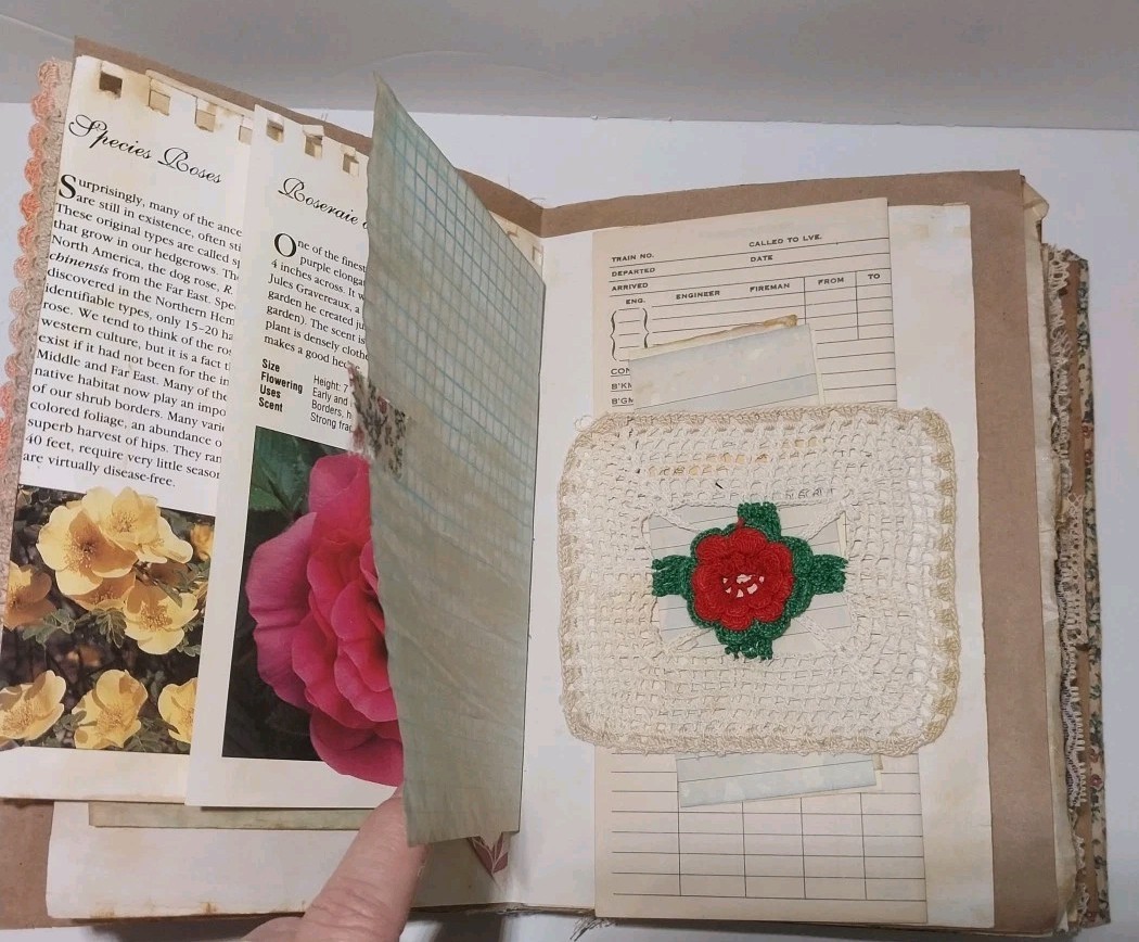 Junk Journal Antique Vtg. Ephemera Handmade Book Lg 9.5″x6.5″ Mother’s Day Gift