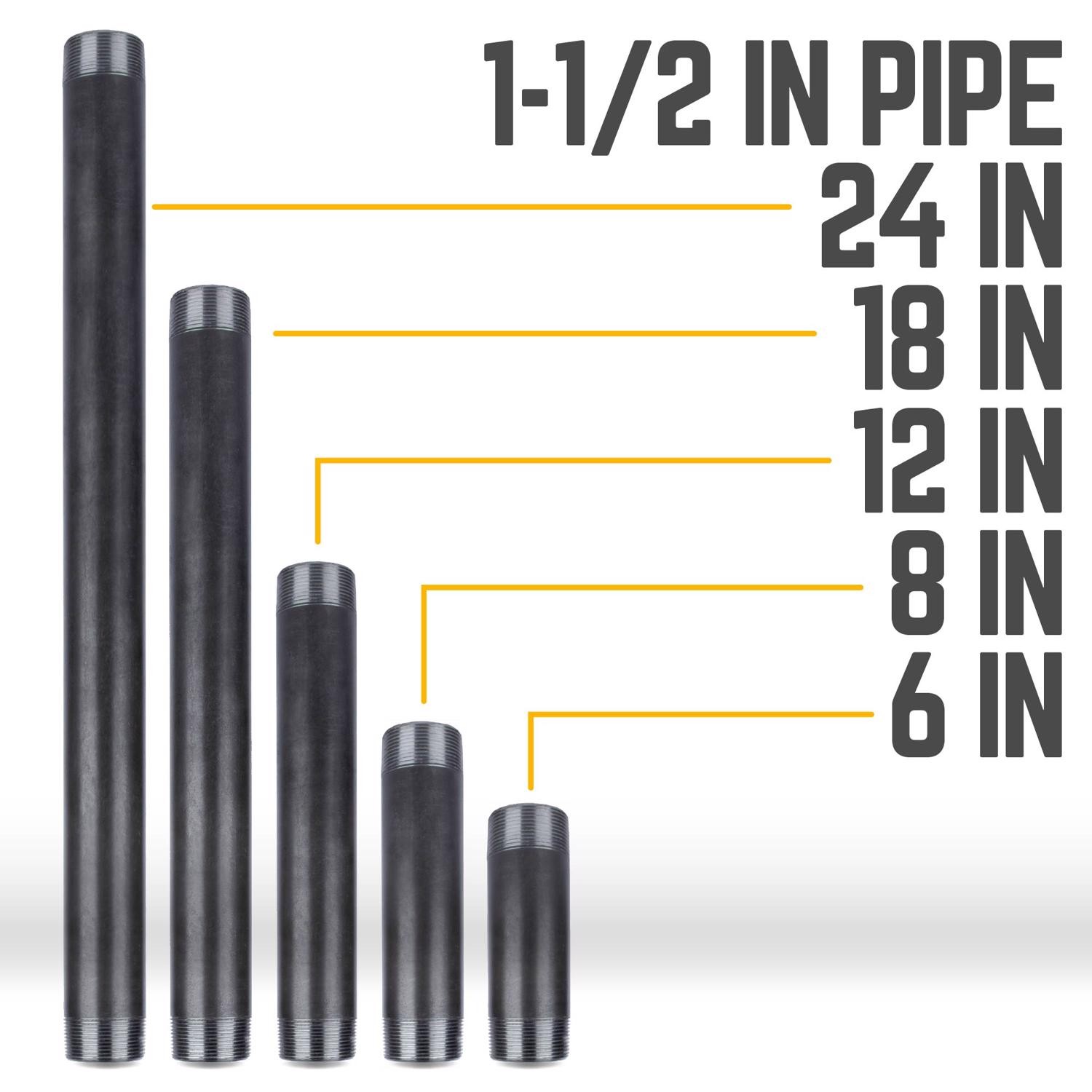 BK Products 587-020HN Black Steel Nipple 1-1/2 x 1-1/2 MIP Dia. in. (Pack of 5)