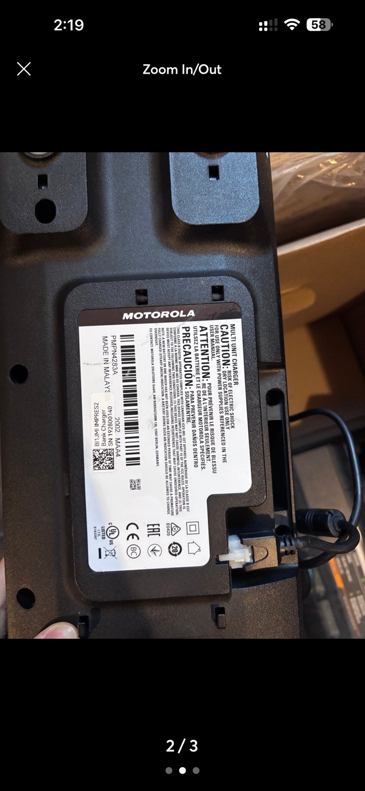 Motorola Impres 2 PMPN4283A 6-Bay Battery Charger Only, With Ac Adaptor.