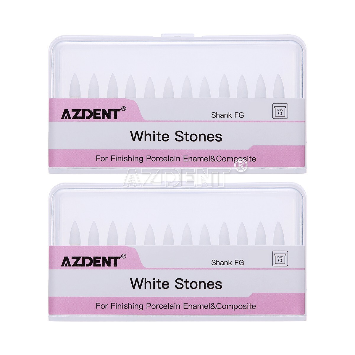 10X AZDENT Dental Flame White Stone Polishing FG Burs Aluminum Oxide 12pcs/box