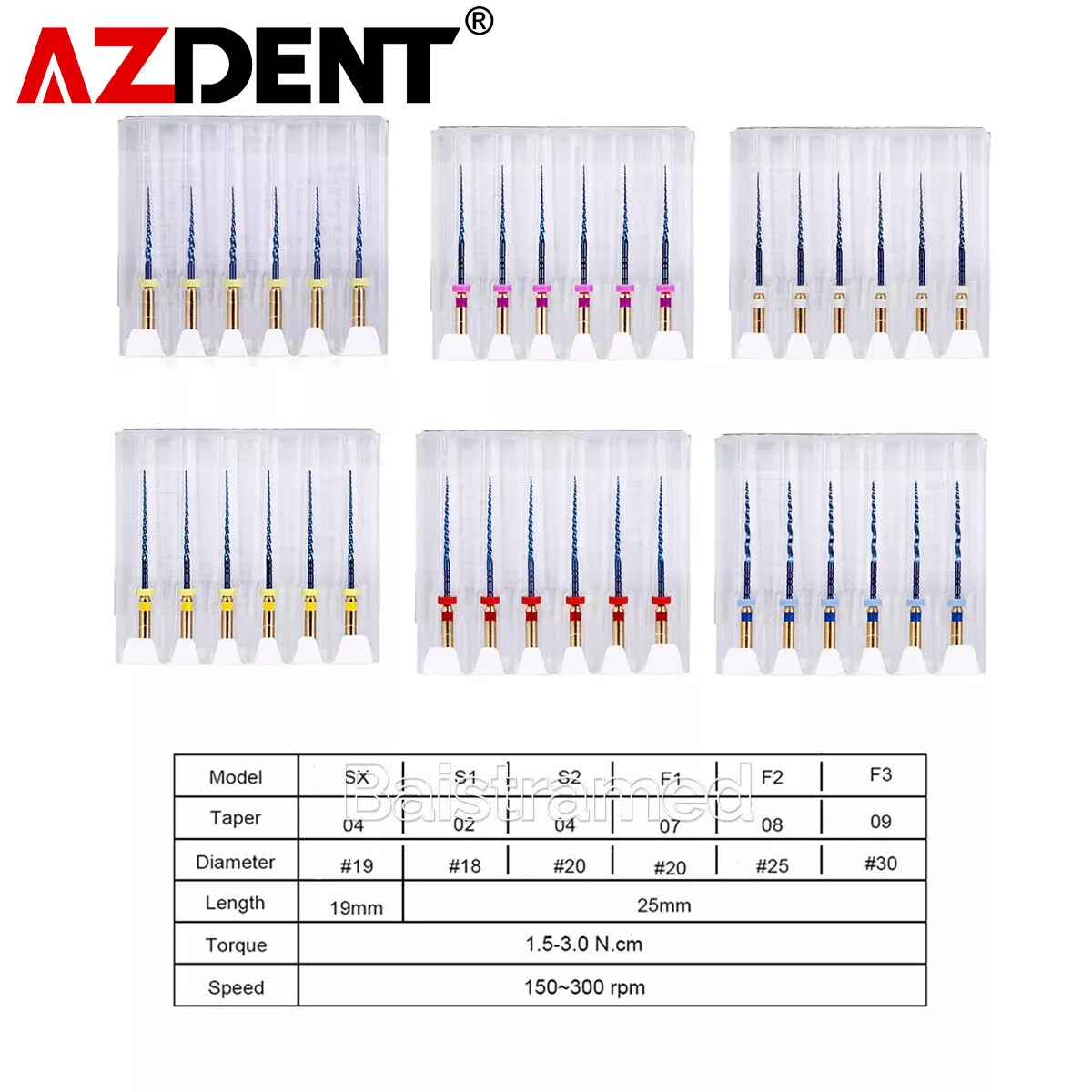 6pcs Endodontic Dental NiTi Engine Use Heat Activated Rotary Files 19mm/25mm