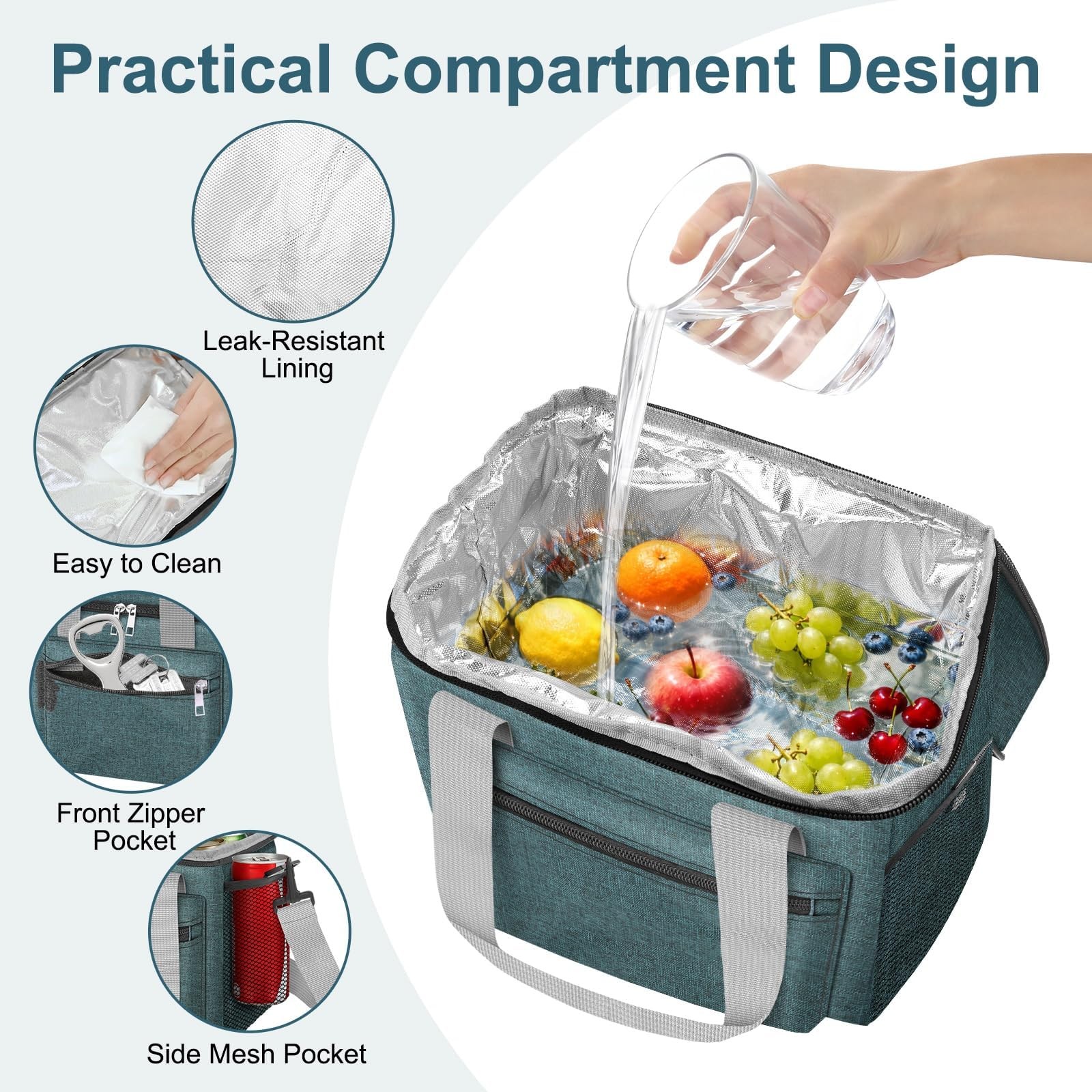 EEEKit Insulated Lunch Bag 14L Double Compartment Leakproof – Cooler Navy