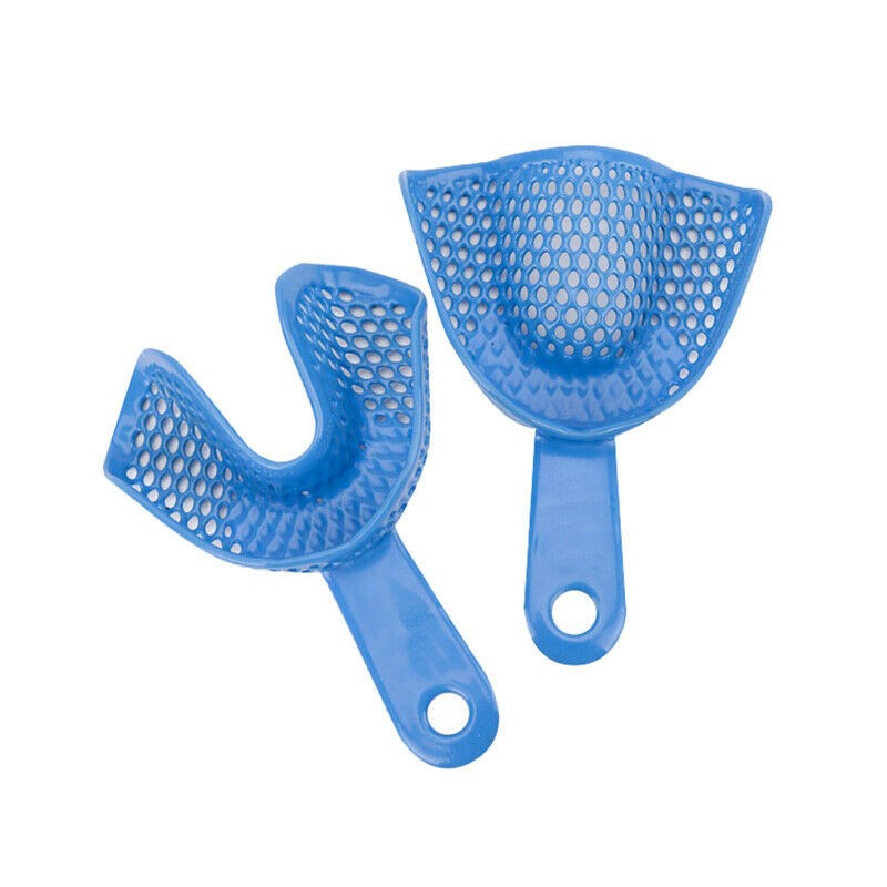 Dental Autoclavable Plastic Steel Impression Trays Denture Blue L/M/S/Q/A Opt