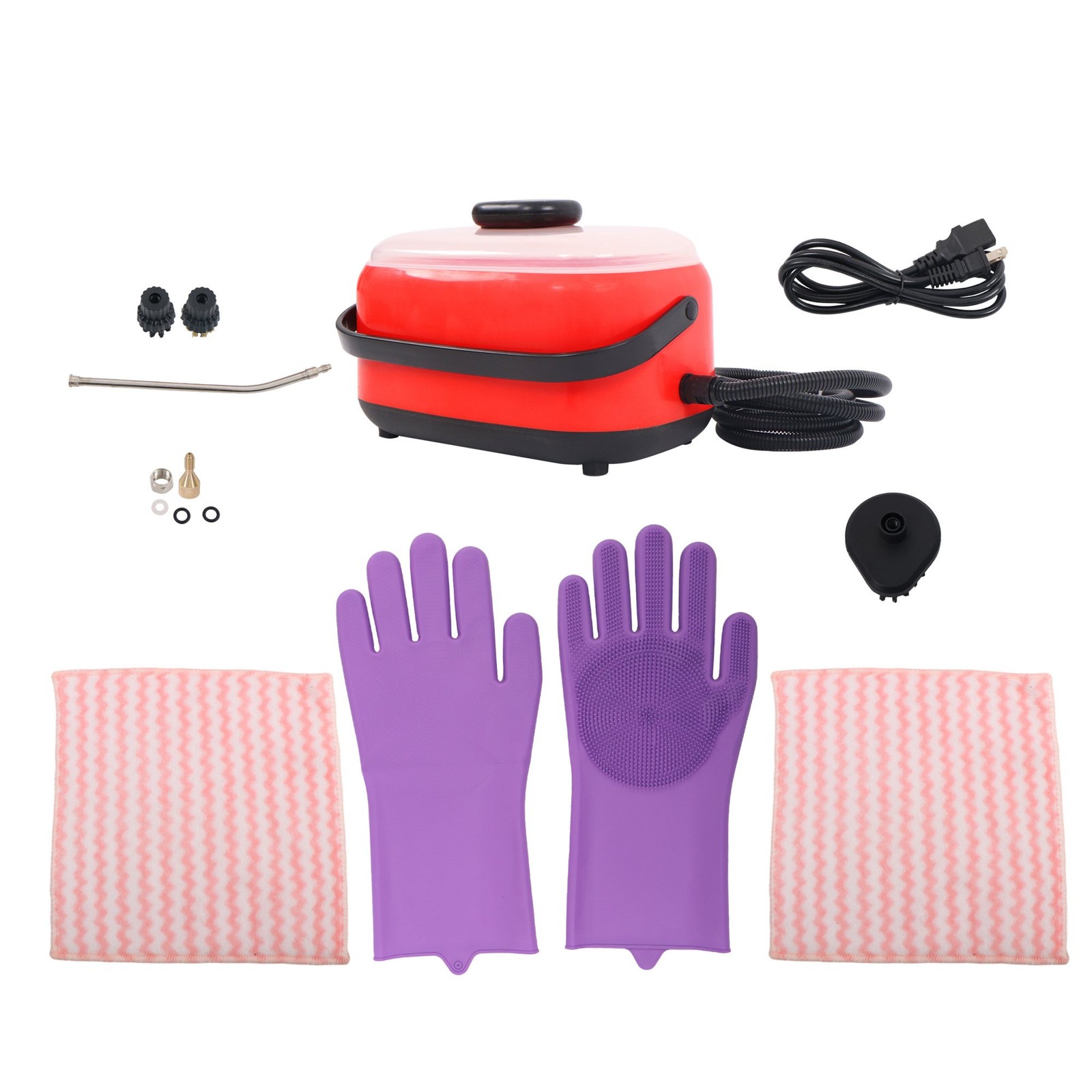 2500W Steam Cleaner 1500ml Red Portable-Car Engine Degreasing&Tile Grout 110V