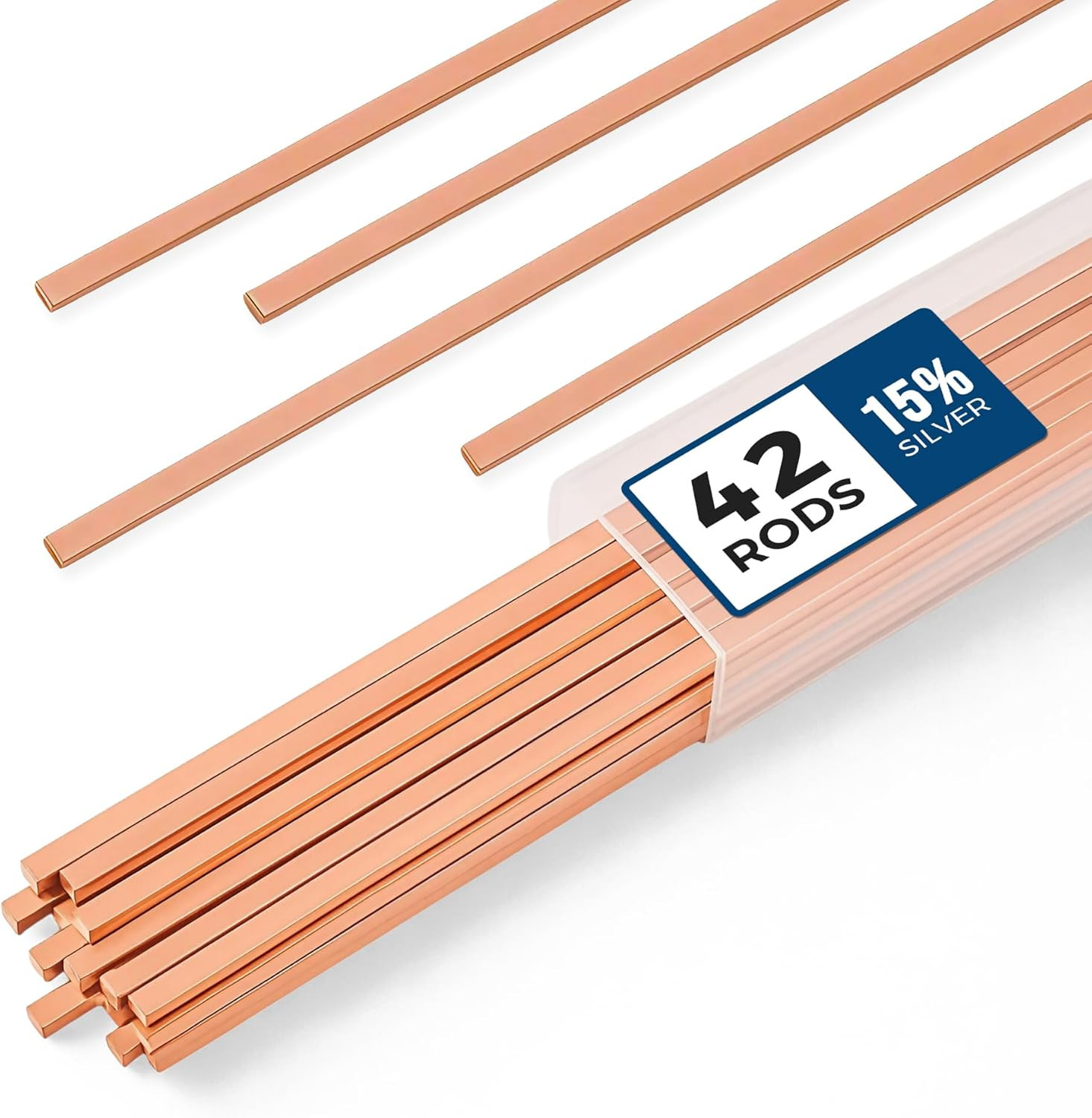 42 pcs Brazing Rods AWS BCuP-5 15% Silver Solder Phos Copper Brazing Alloy Flat