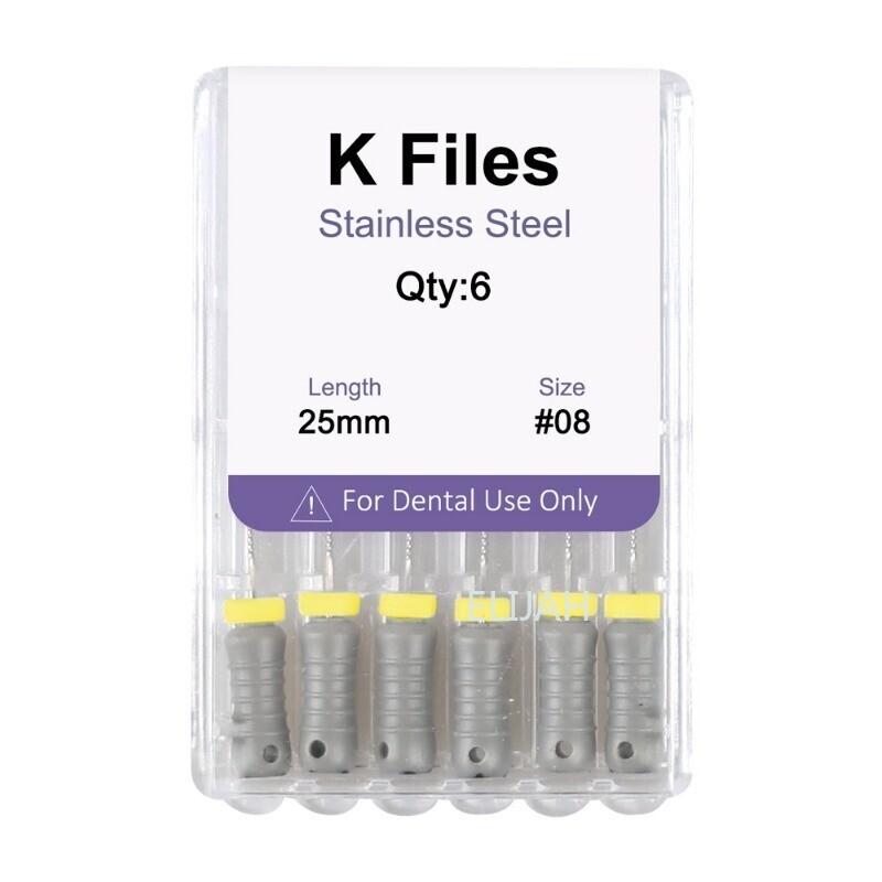 ELIJAH Dental Endo Root Canal File 25mm K-FILES Stainless Steel Hand Use #6–#40