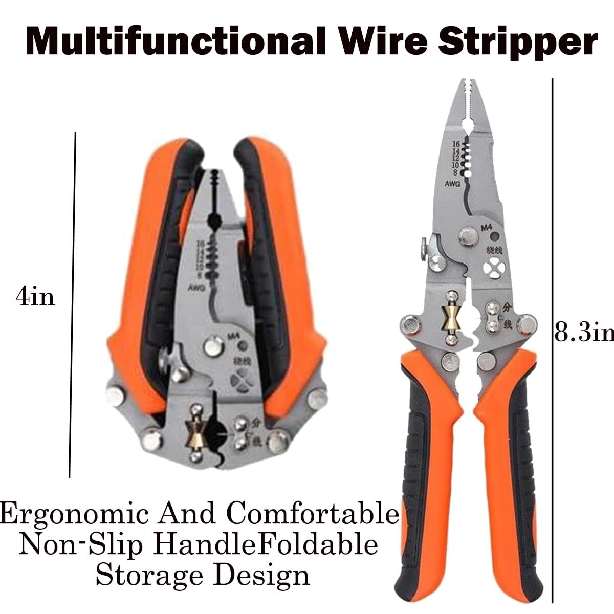 12-in-1 Multifunctional Foldable Wire Stripper Twister Crimping Tool