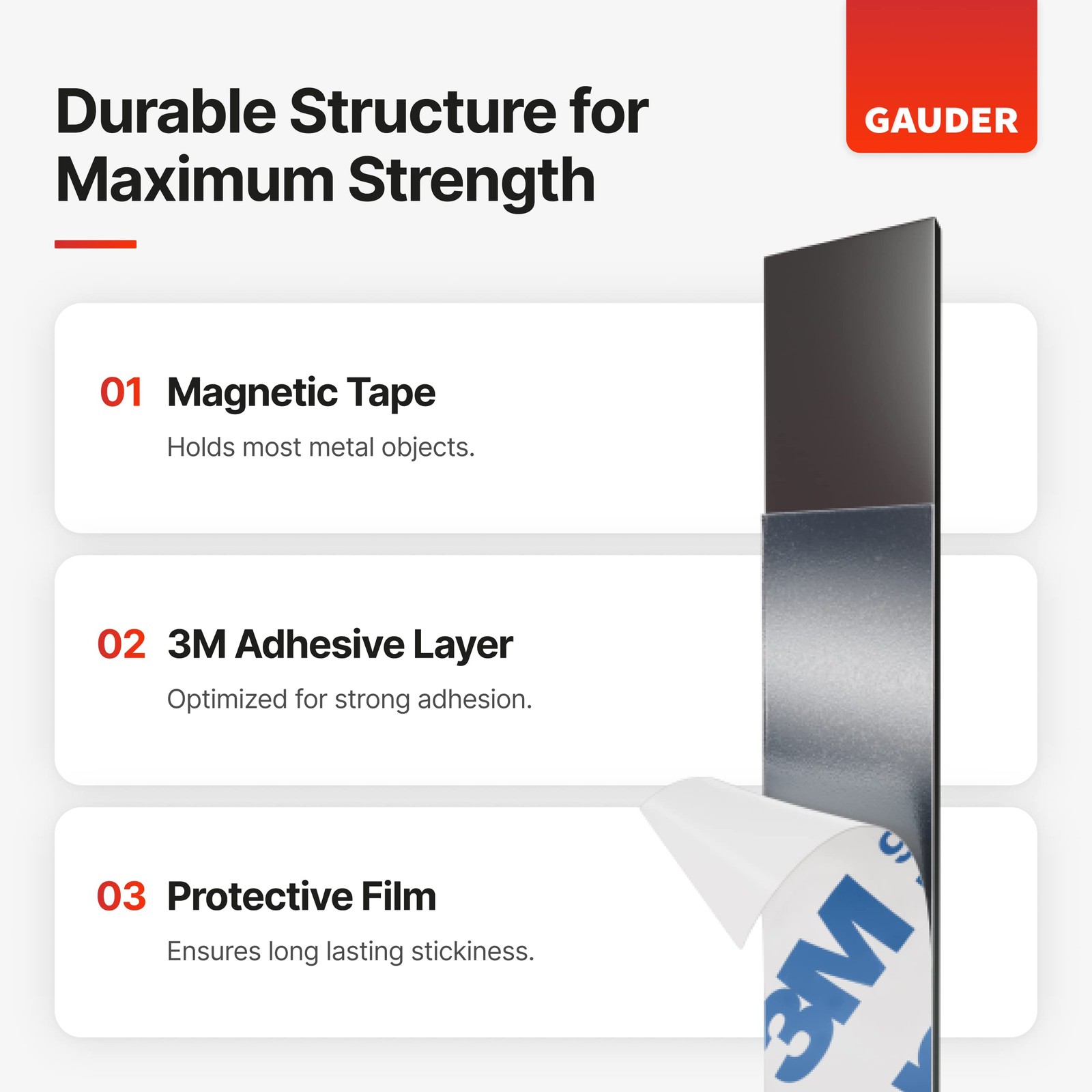 Strong Magnetic Tape Adhesive (3.3 Feet Long x 0.5 Inch Wide) | Magnetic Stri…