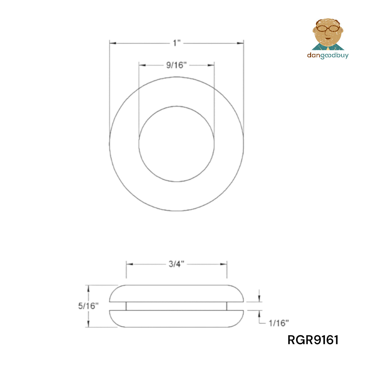 Rubber Grommet to fit 3/4″ Hole 1/16″ Thick Panel – 9/16″ Inner Diameter
