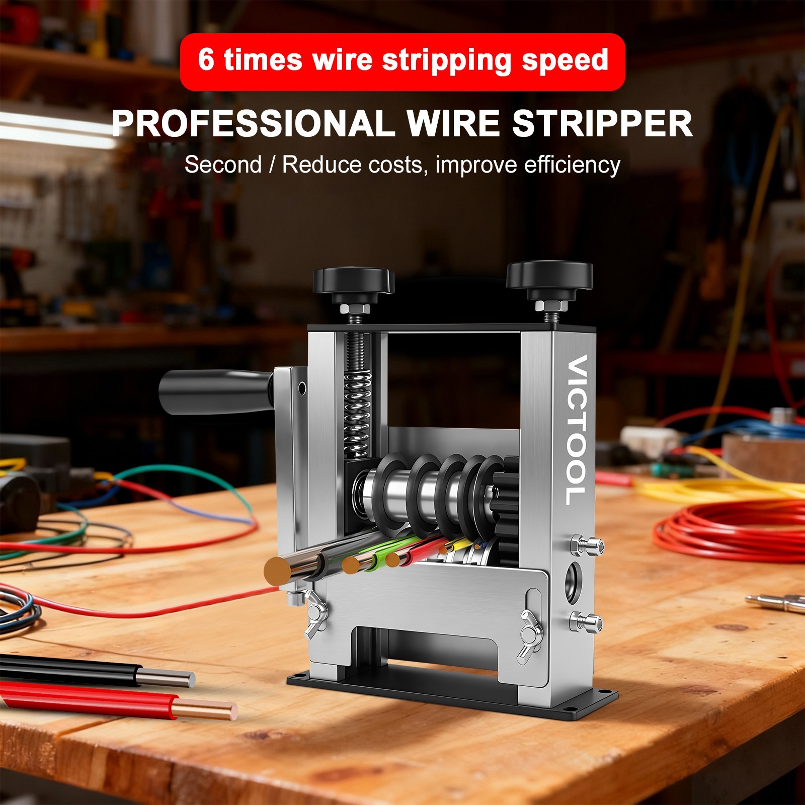 6 Hole Manual Wire Stripping Machine 3-17mm Drill Powered Scrap Wire Stripper