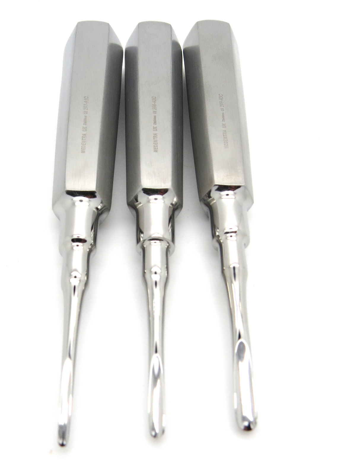 3 Pcs Dental Elevator Surgical Root Premium Instrument Steel Curved 2mm,3mm,4mm