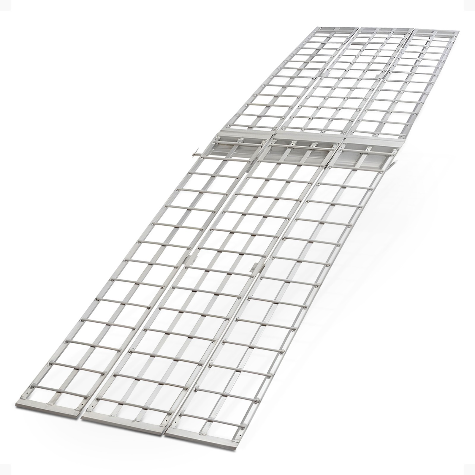 Black Widow 10′ Folding Motorcycle Ramp for Pickup Truck, Arched 3 Pieces Silver