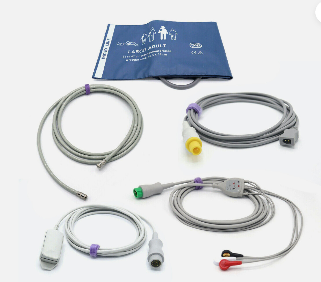 Mindray Passport 12 Bundle – Cuff, Hose, Nellcor Oximax SpO2, ECG, Temperature