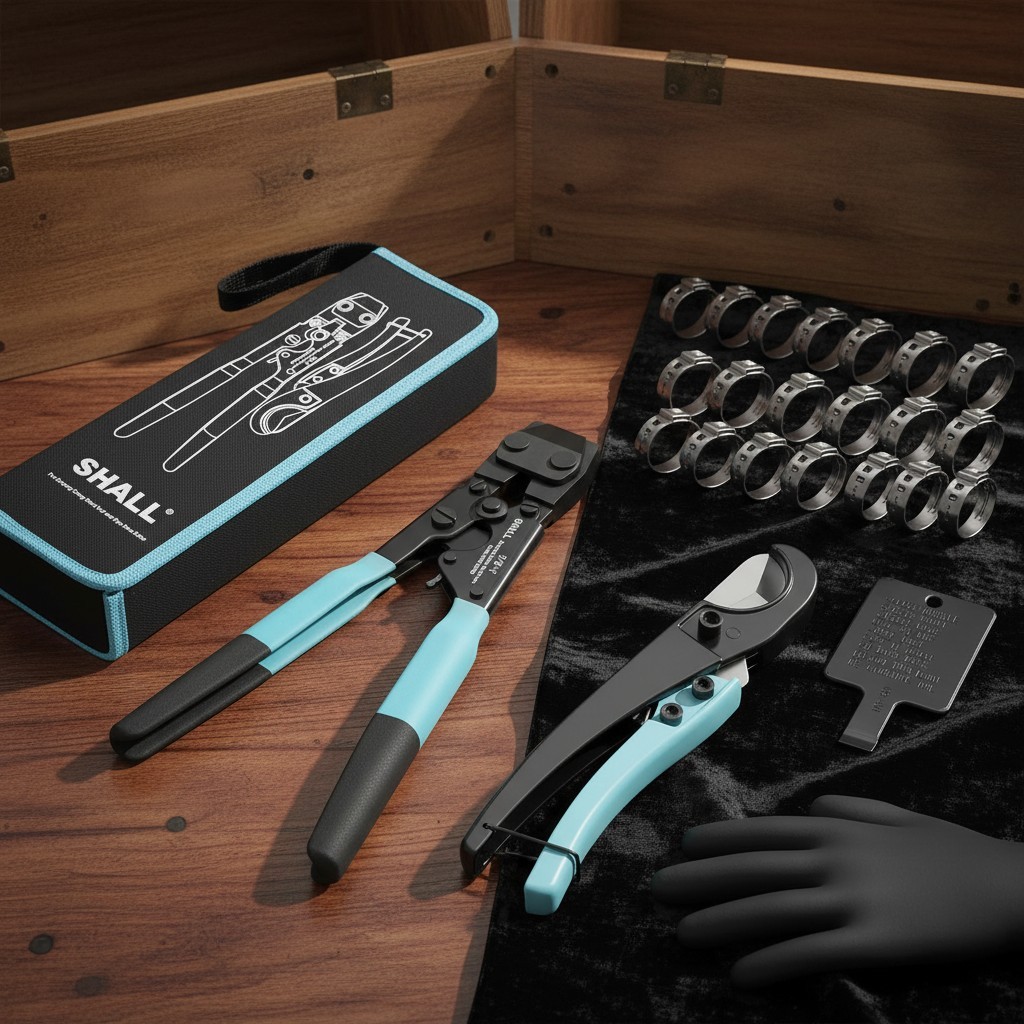 Pex Crimping Clamp Tool Kit with Hose Cutter and Clamps for Plumbing