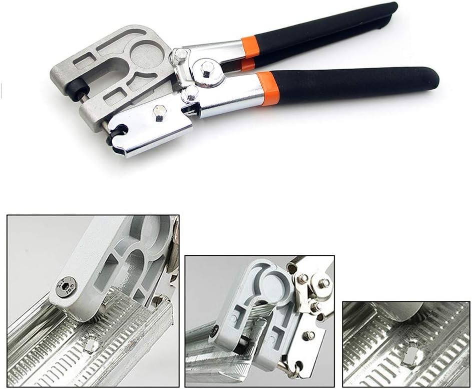 10 Inch High-Carbon Steel Metal Stud Crimper, TPR Handle Black