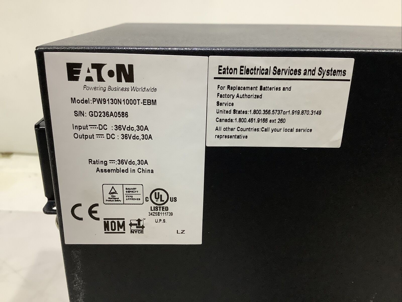 EATON 9130 UPS PW9130N1000T-EBM 103006438-6591 TOWER REPLACEMENT BATTERY U3S