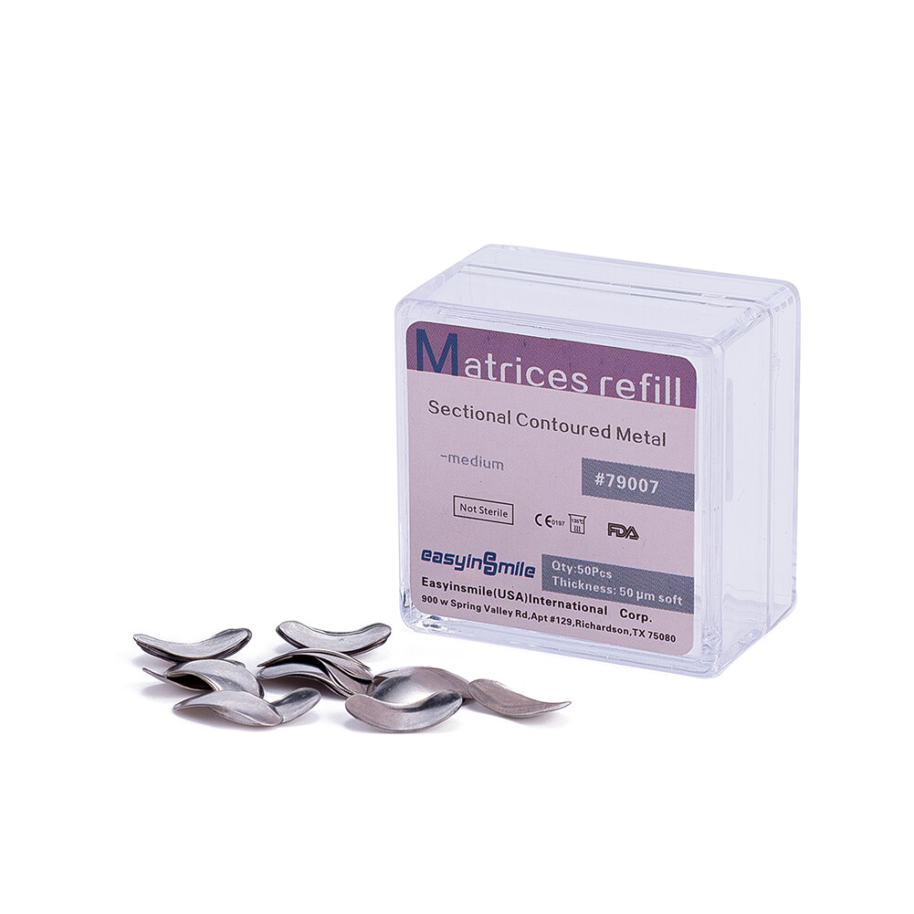 50Pcs Dental Metal Matrices Sectional Contoured Matrix Refill S/M/L EASYINSMILE