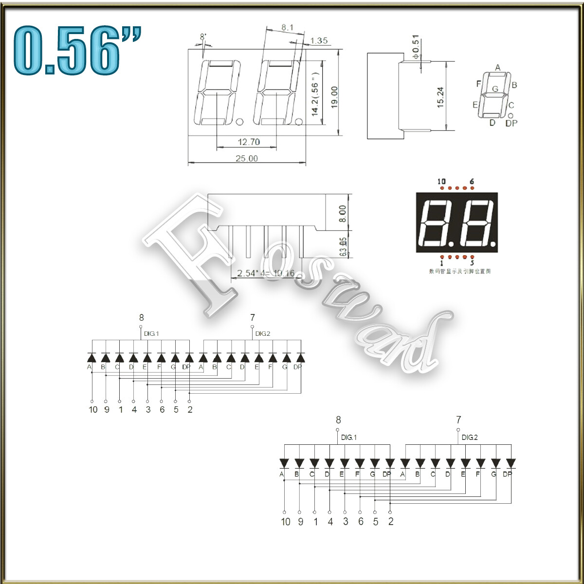 Seven 7 Segment LED Display 0.56″ 0.36 Inch Red 1 2 3 4 Digits Anode Cathode