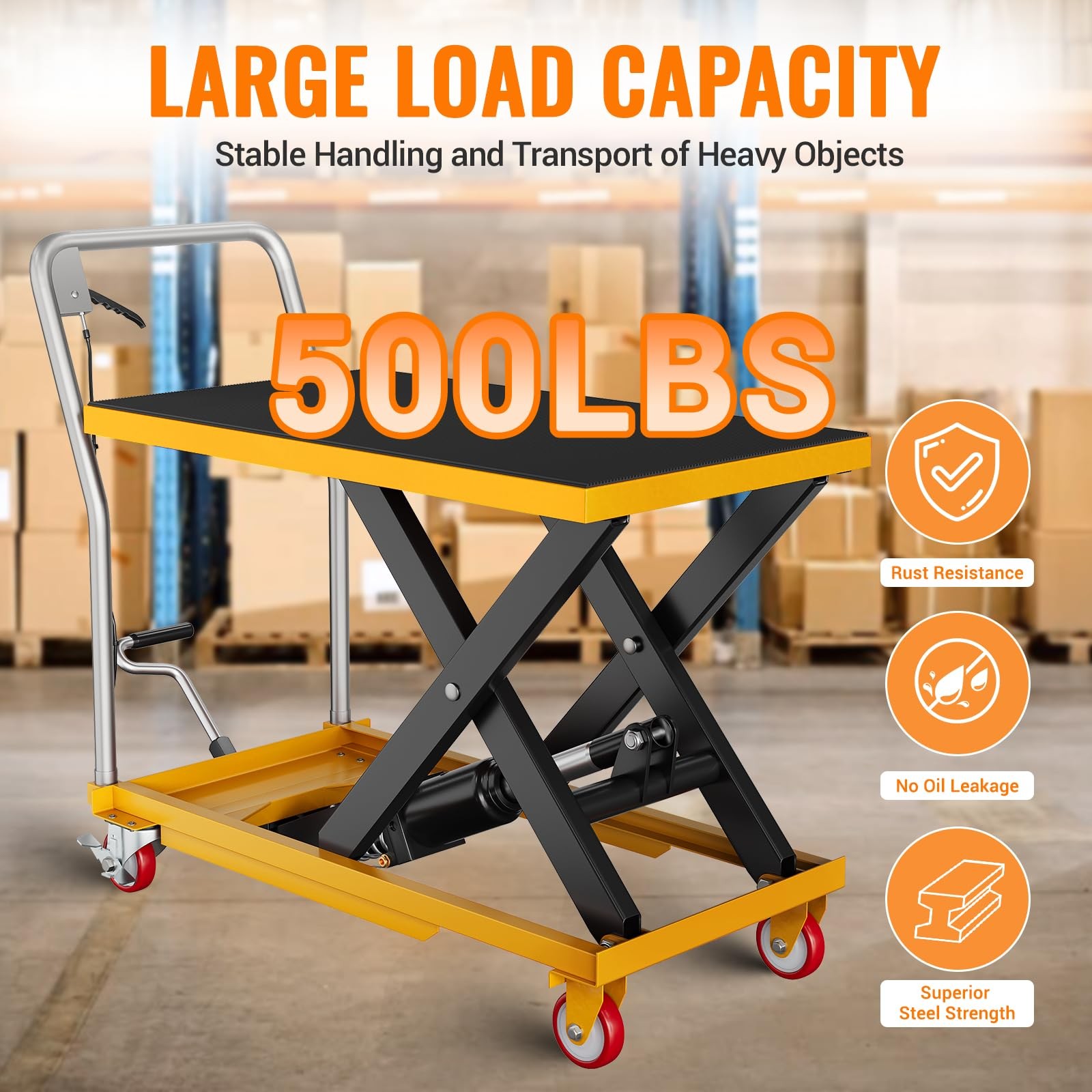 28.5″ Hydraulic Lift Table Cart ,500 Lbs Capacity Single Scissor Lifting Table