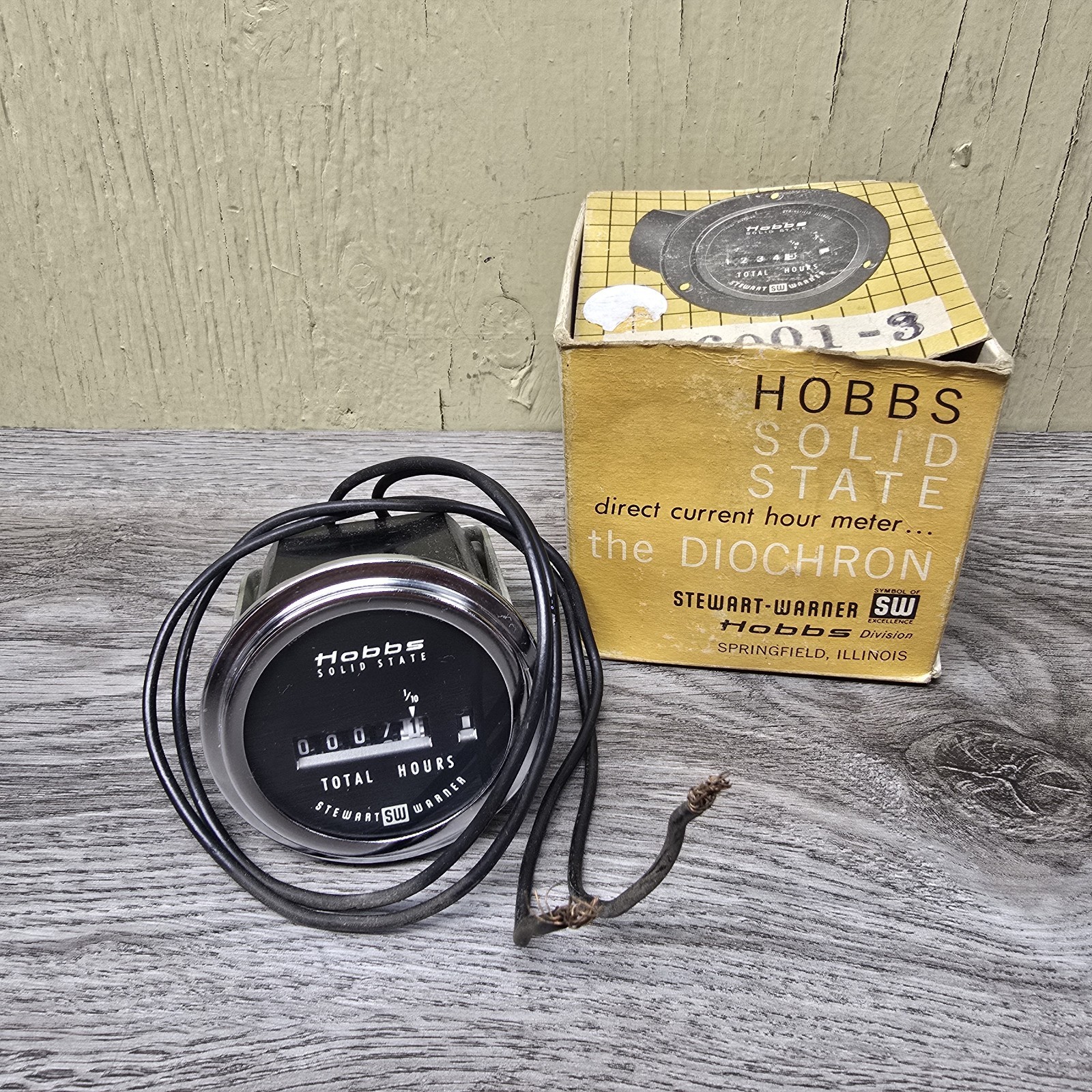 Vintage Hobbs Solid State Hour Meter Stewart Warner Tested Working 7.1 Hours Box
