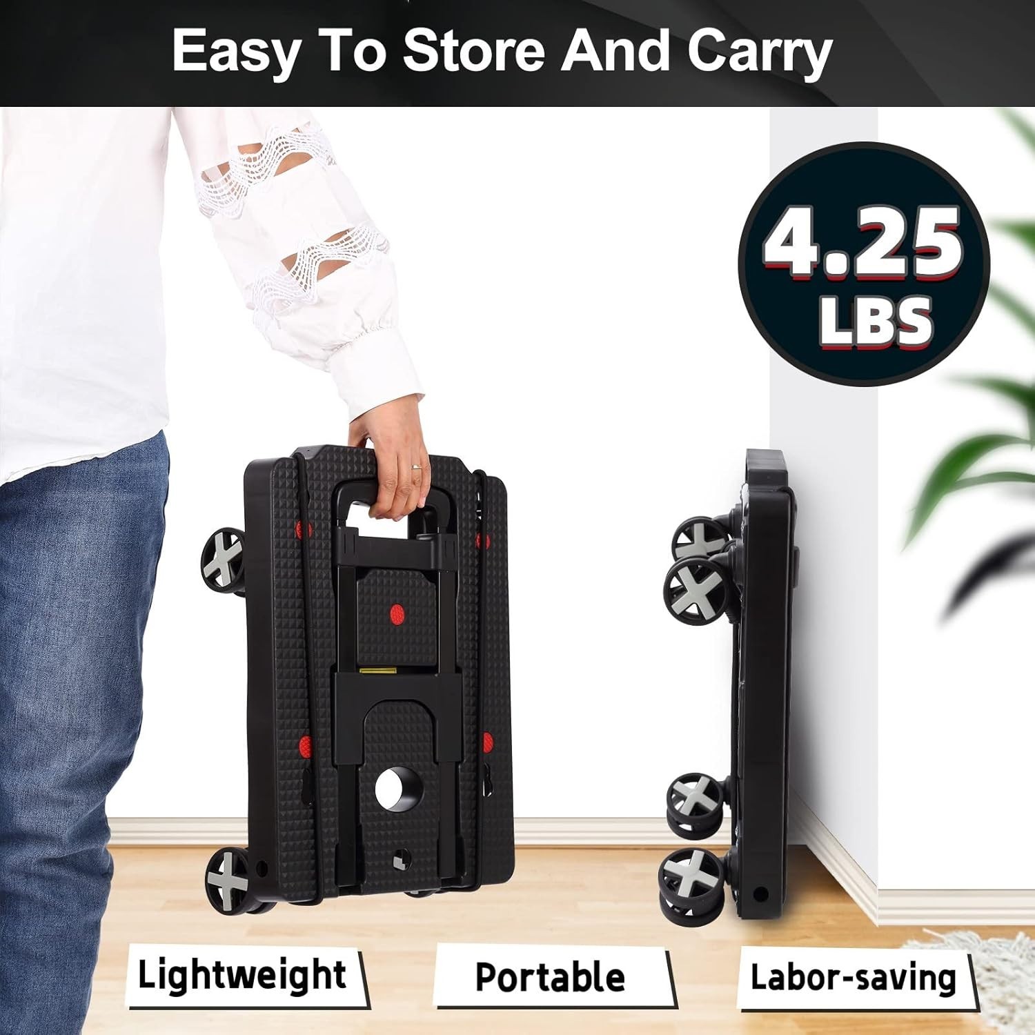 Folding Hand Truck Aluminum 300lb Capacity Lightweight Portable Utility