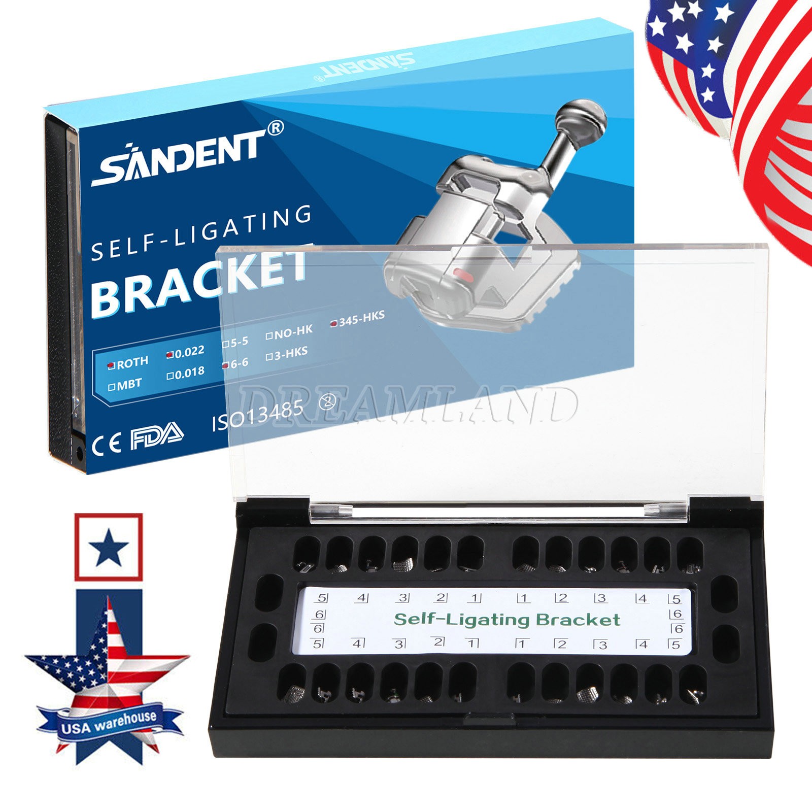 10 Packs Dental Orthodontic Bracket Braces Ceramic MBT 022 with 3-4-5 Hooks