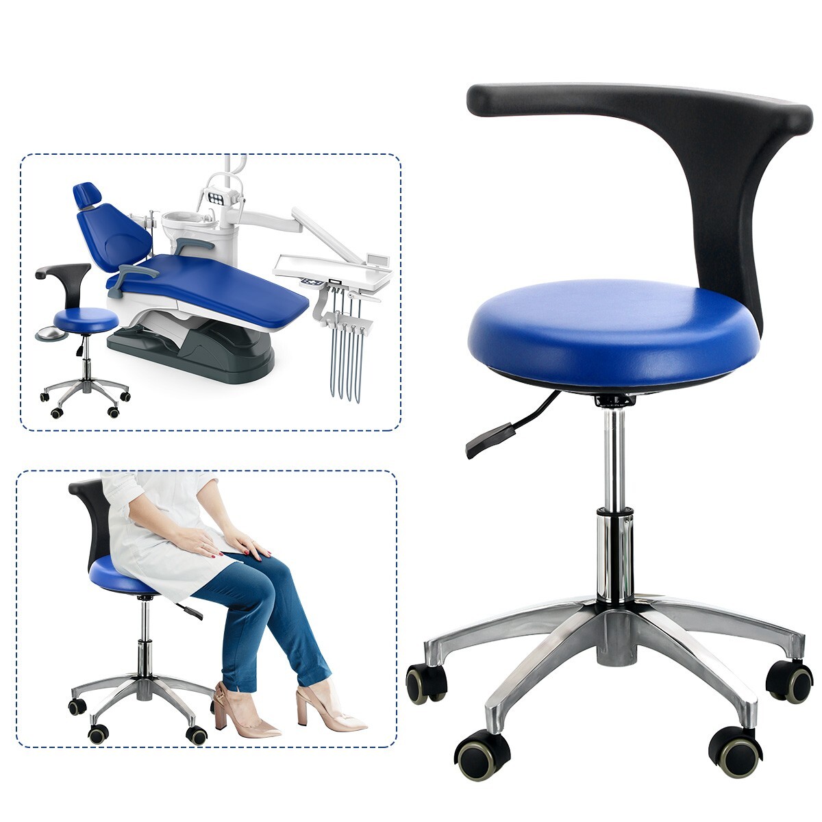 Dental Unit Chair Computer Controlled DC Motor Integral PU Hard Leather & Stool