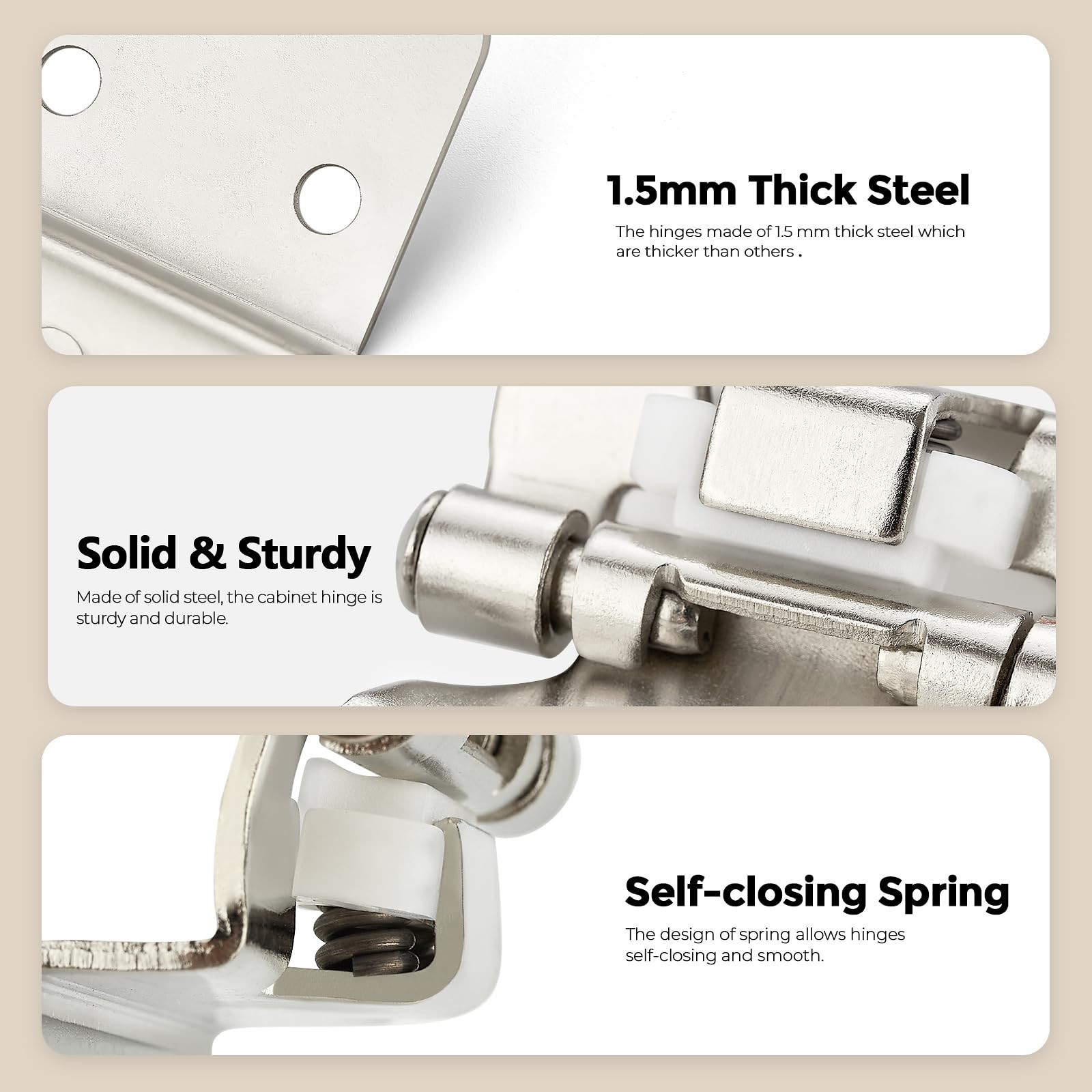 20 Pack 10 Pair Brushed Nickel Cabinet Hinges, 1/2″ Overlay Kitchen Hinges | …