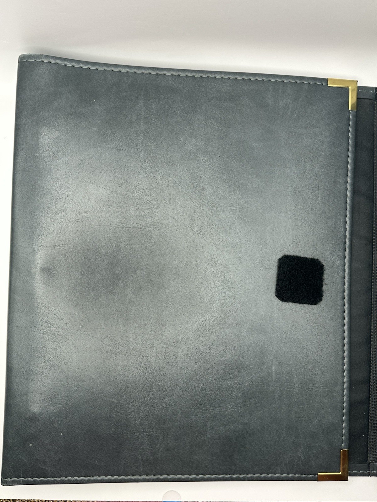 Cambridge Gray Leather Daily Use Binder with Metal Corners & Card Holder