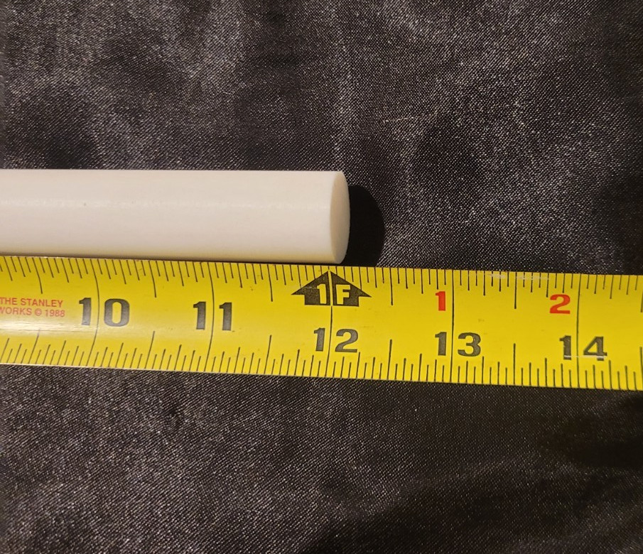 Teflon 3/4 Dia Round Stock 12″ long (.750 X 12.000) INV#W-82
