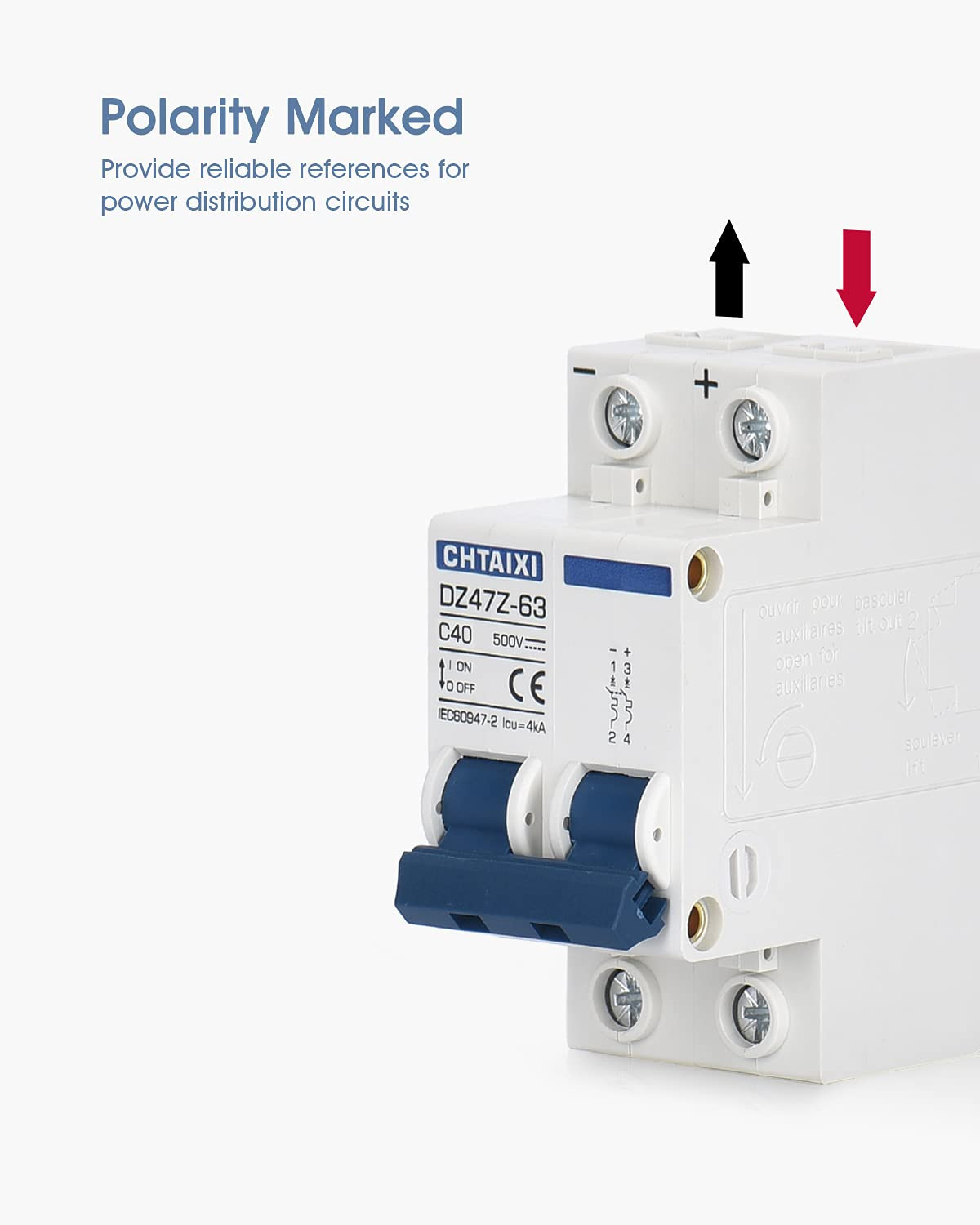 DC Miniature Circuit Breaker, 2 Pole 500V 40 Amp | DIN Rail Mount Isolator for S