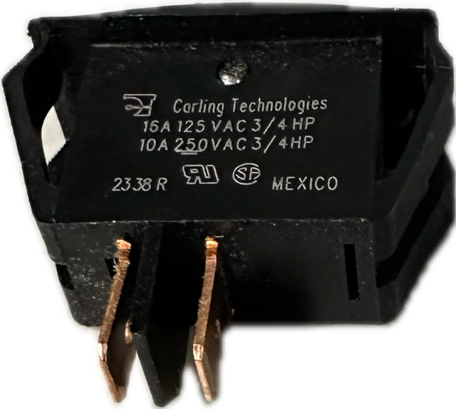 Carling Technologies Black Rocker Switch On-Off 10Amp 250VAC/15A125VAC (2 PACK)