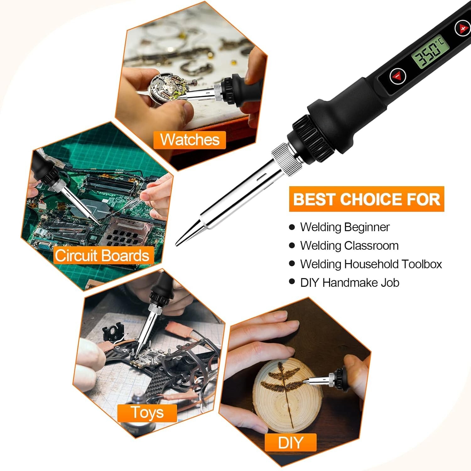 Kit de soldador de 80 W con pantalla LCD y temperatura ajustable de 180-520 °C.