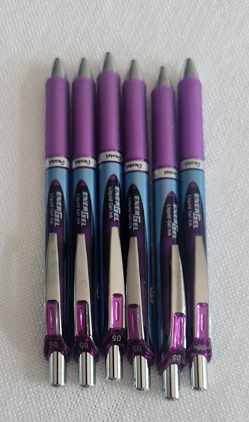 pentel enerGel liquid Pen Violet Ink & Barrel 5m RTX Retractable BLN75-V LOT of6