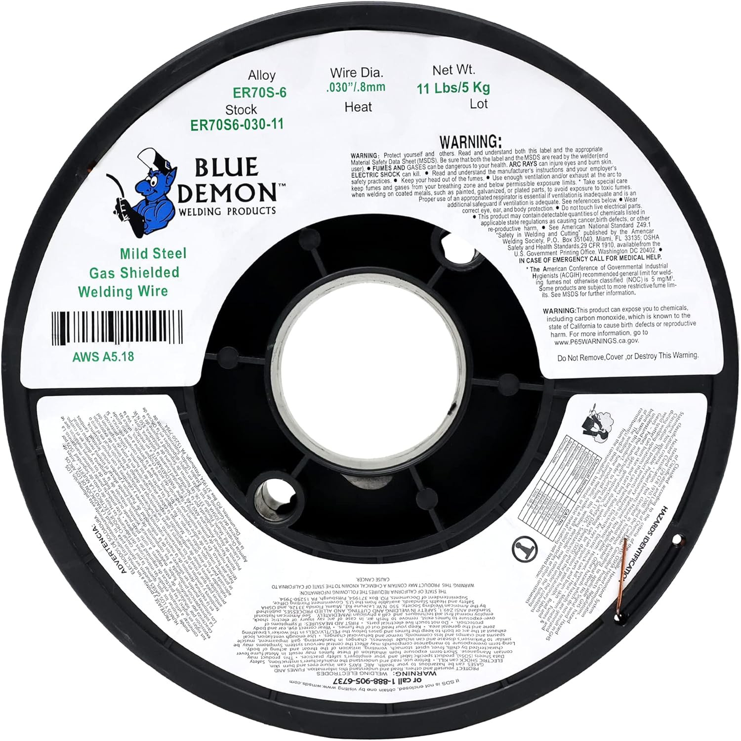 Blue Demon ER70S6 X .030 X 11 LB MIG/GMAW Carbon Steel Welding Wire, All Positio