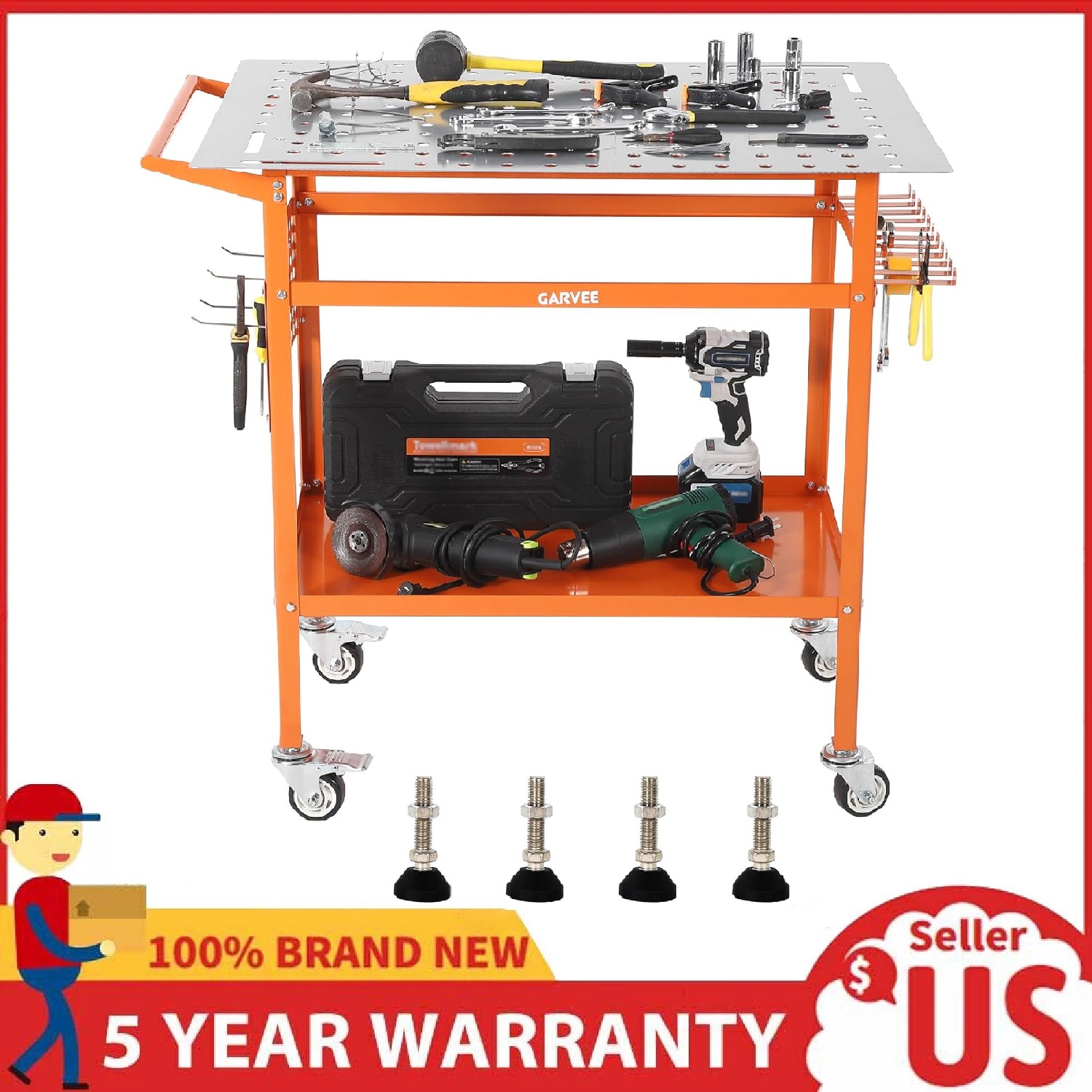 Welding Table 36″x24″ 800LBS Welding Table Workbench with Fixture Holes & Hooks
