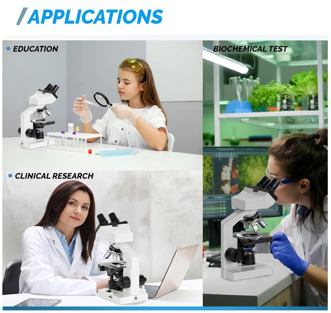 Omax Microscope 40X-2500X Magnification Student or Laboratory Dual Stage M82E