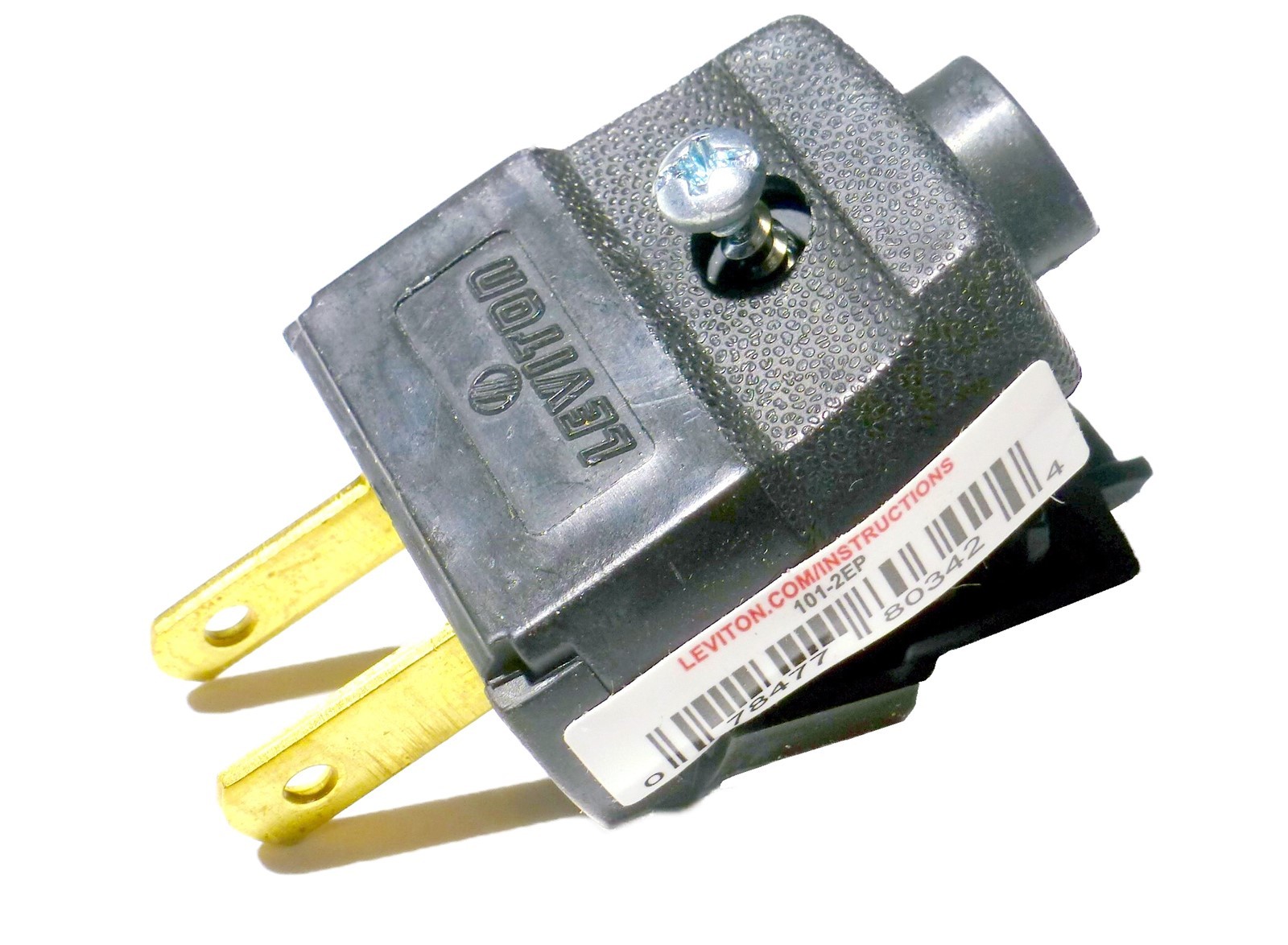 1 Leviton Two Prong Replacement Plug, Black, Polarized, 101-2EP 15A 110V-120V