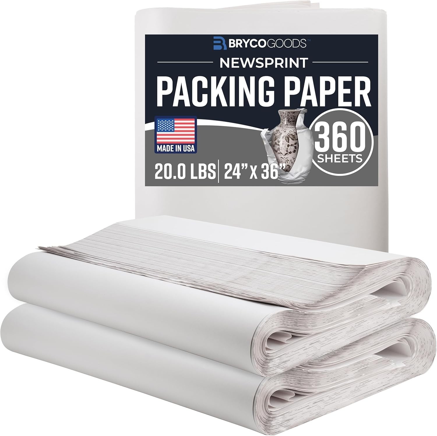 360 Sheets of Newsprint Packing Paper 24″ x 36″ – Ideal for Moving Supplies