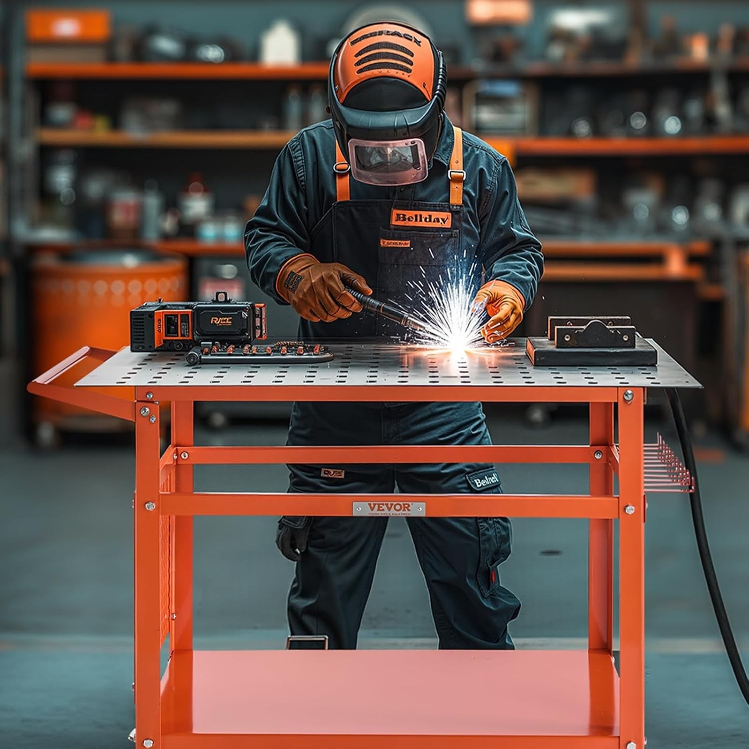 Versatile Welding Table – 40″ x 24″ with 800LBS Load Capacity & Double Storage