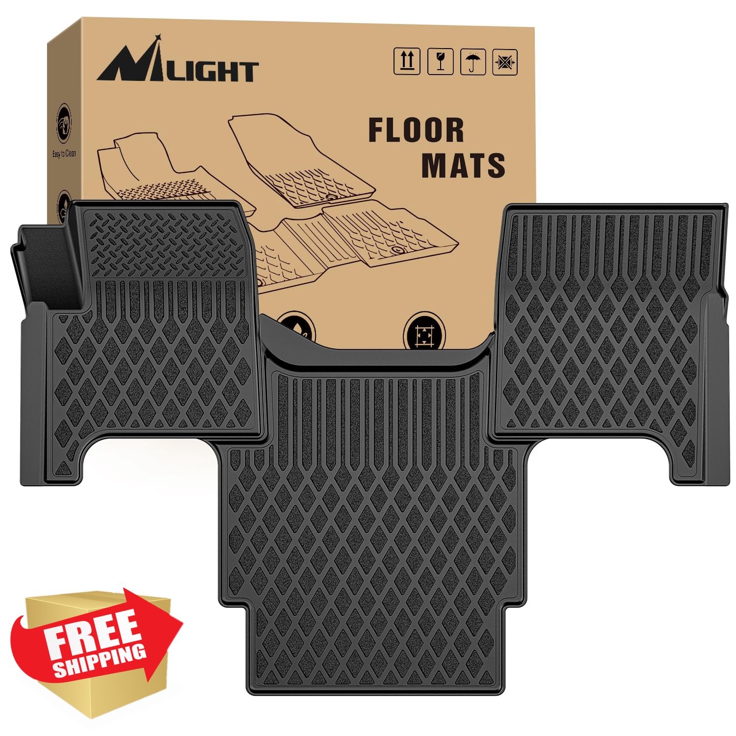 Nilight TPE Floor Mats Volvo VNL VT Models 2004-2018 All Weather Liners