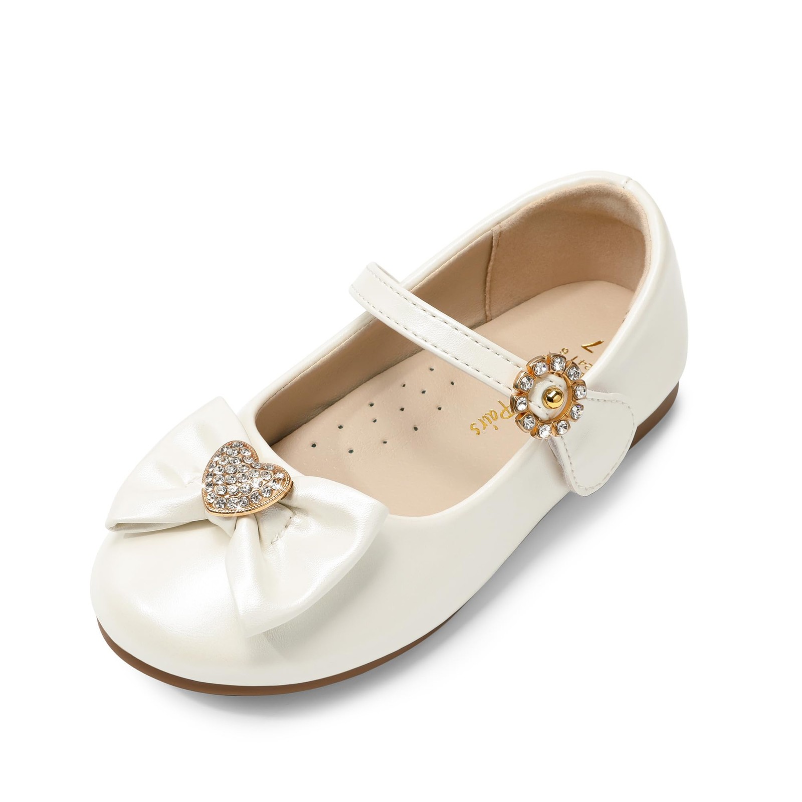 Girls Mary Jane Dress Shoes for Toddler Heart Rhinestone Front Bow Ballerina …